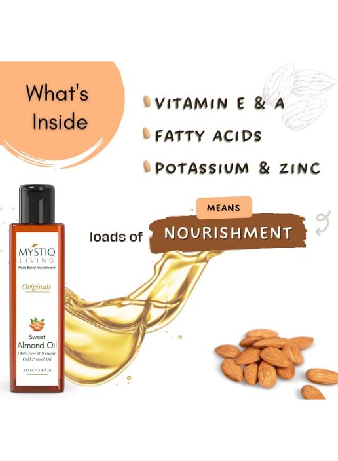 Originals Combo Sweet Almond Oil & Virgin Coconut Oil| Hair Skin & Baby Massage | Cold Pressed 100% Pure & l 200ML (Pack of 2) 100 ML Each