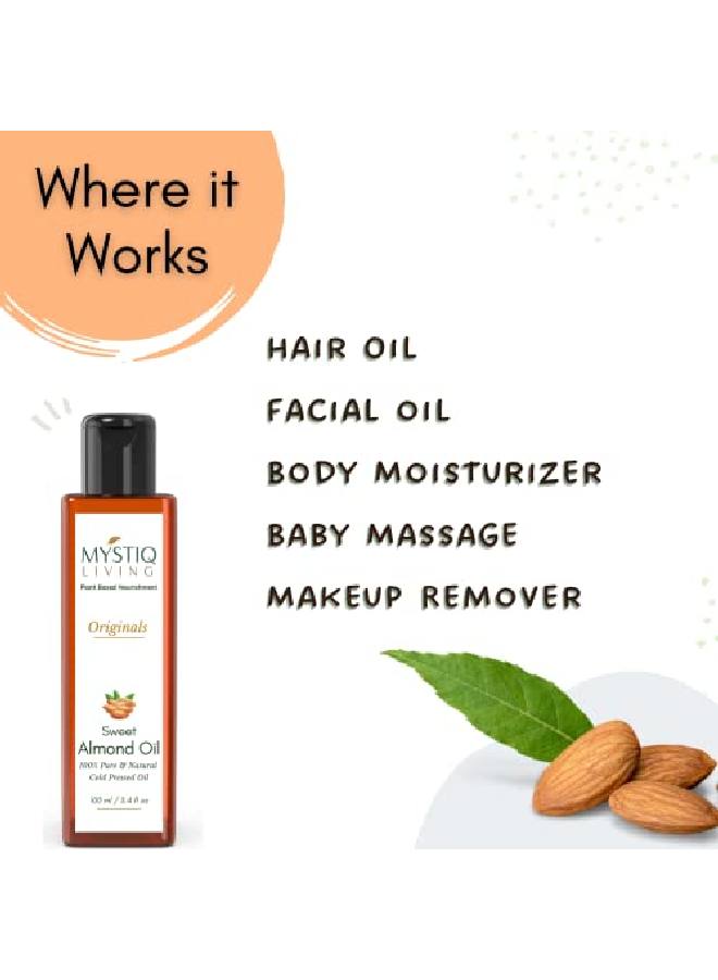 Originals Combo Sweet Almond Oil & Virgin Coconut Oil| Hair Skin & Baby Massage | Cold Pressed 100% Pure & l 200ML (Pack of 2) 100 ML Each