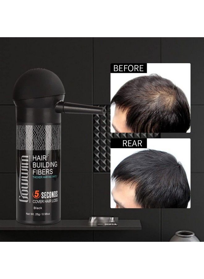 Hair Fibers For Thinning Hair 25G Hair Building Fibers 100% UndetectableInstantly Cover Sparse Hair Areas-Bald Spots Cover Up. (Black)