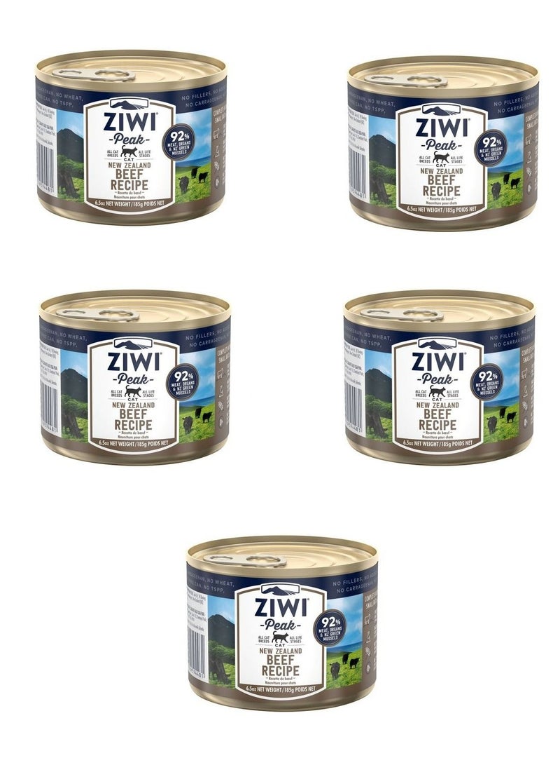 5 Piece Beef Recipe Canned Cat Wet Food For All Breed And Life Stages 185g