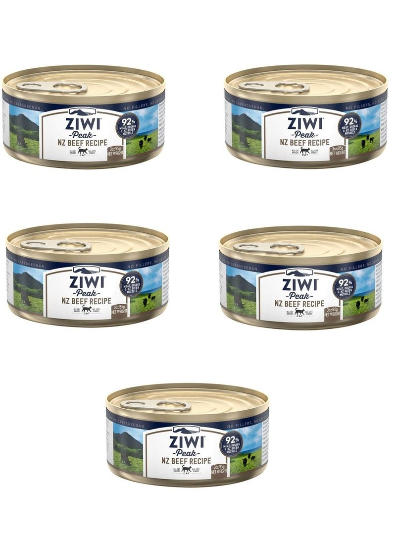 5 Piece Beef Recipe Canned Cat Wet Food For All Breed And Life Stages 85g