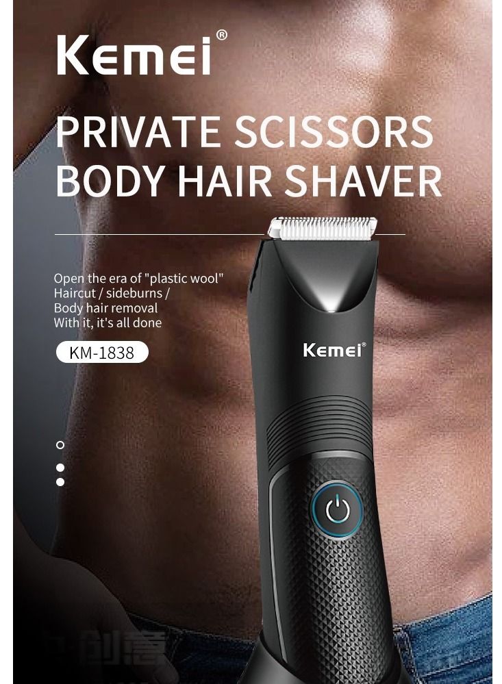 Body Hair Trimmer Shaver for Men Electric Body Groomer Professional Hair Trimmer Replaceable Ceramic Blade IPX7 Waterproof Wet/Dry Lightweight