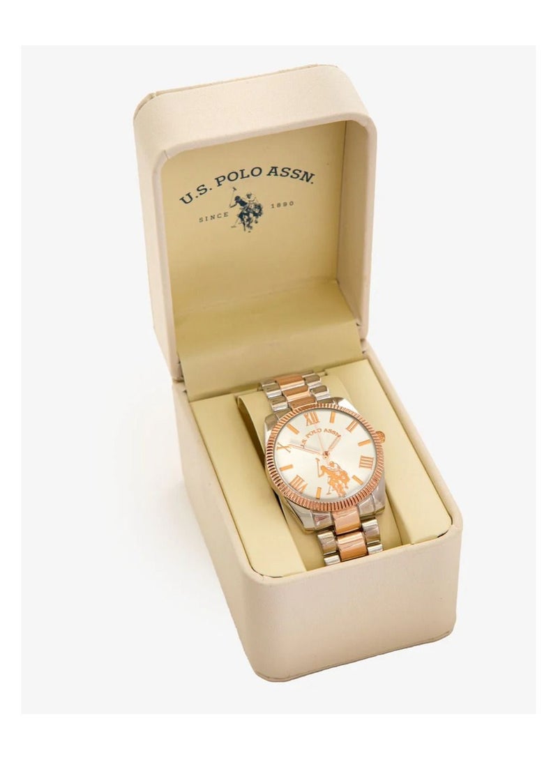 U.S. Polo Assn. Women's Quartz Watch, Analog Display and Gold Plated Strap USC40252