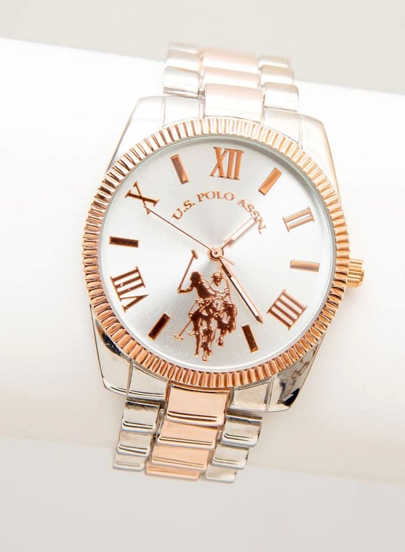 U.S. Polo Assn. Women's Quartz Watch, Analog Display and Gold Plated Strap USC40252