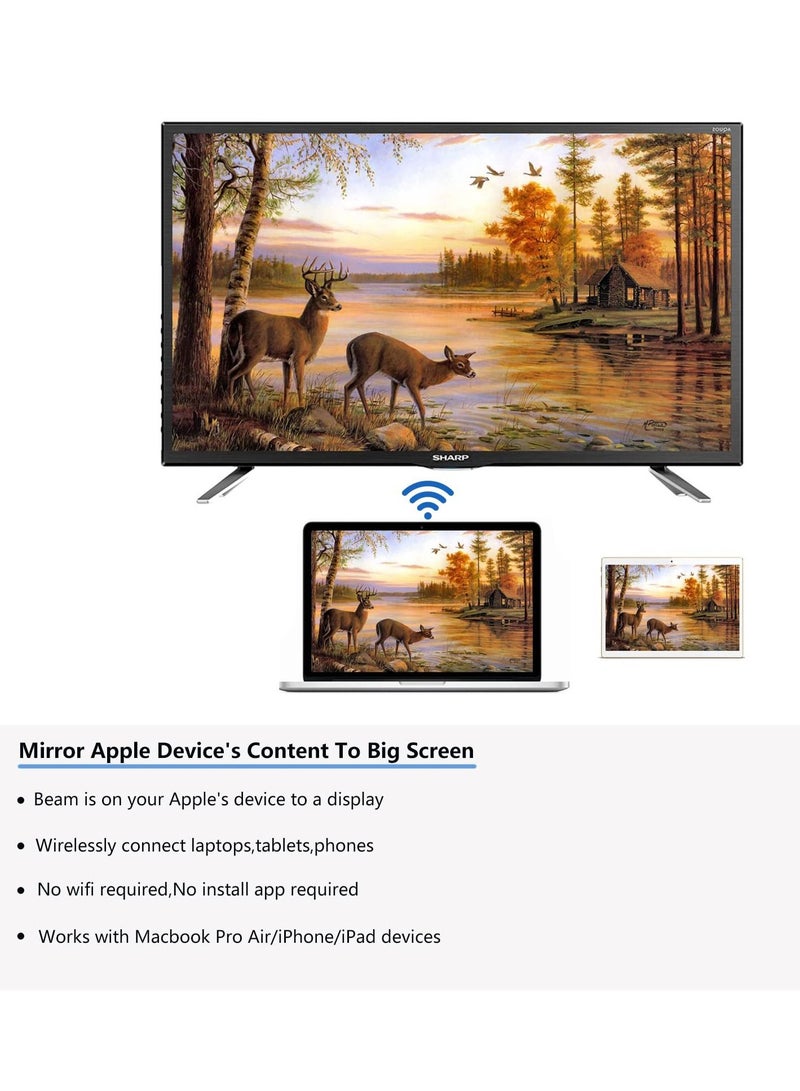 Wireless HDMI Display Adapter, 4k@60hz Display for WiFi Streaming Movies, Shows, and Live TV Receiver from iPhone, iPad, Android, Tablet, 2.4GHz and 5GHz Dual Band WiFi