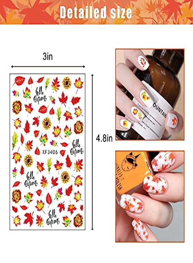 Fall Nail Art Stickers Maple Leaf Nail Sequins Autumn Nail Decals Leaves Confetti Nail Glitter Flakes For Thanksgiving Acrylic Nails Design Decor