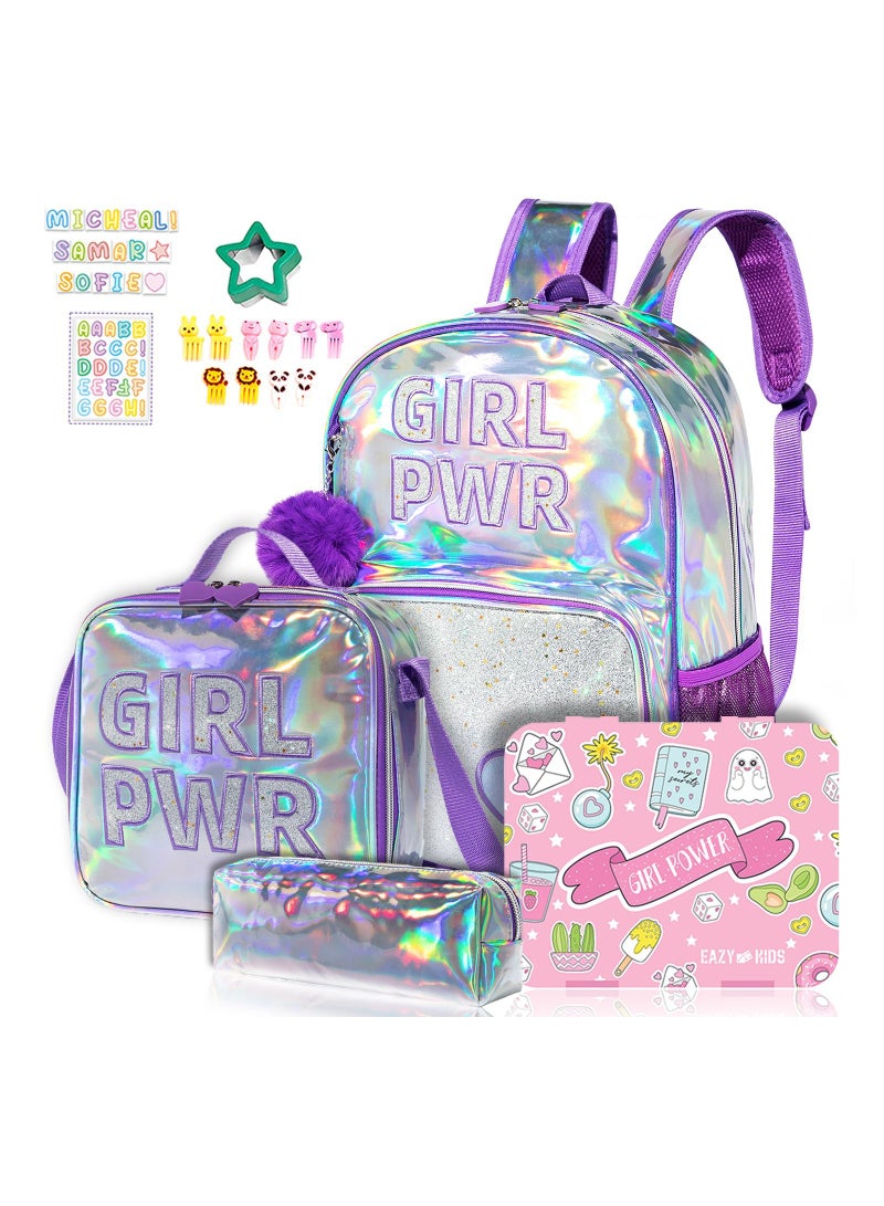 Eazy Kids Back to School Combo Set of 4 Girl Power-Pink Purple