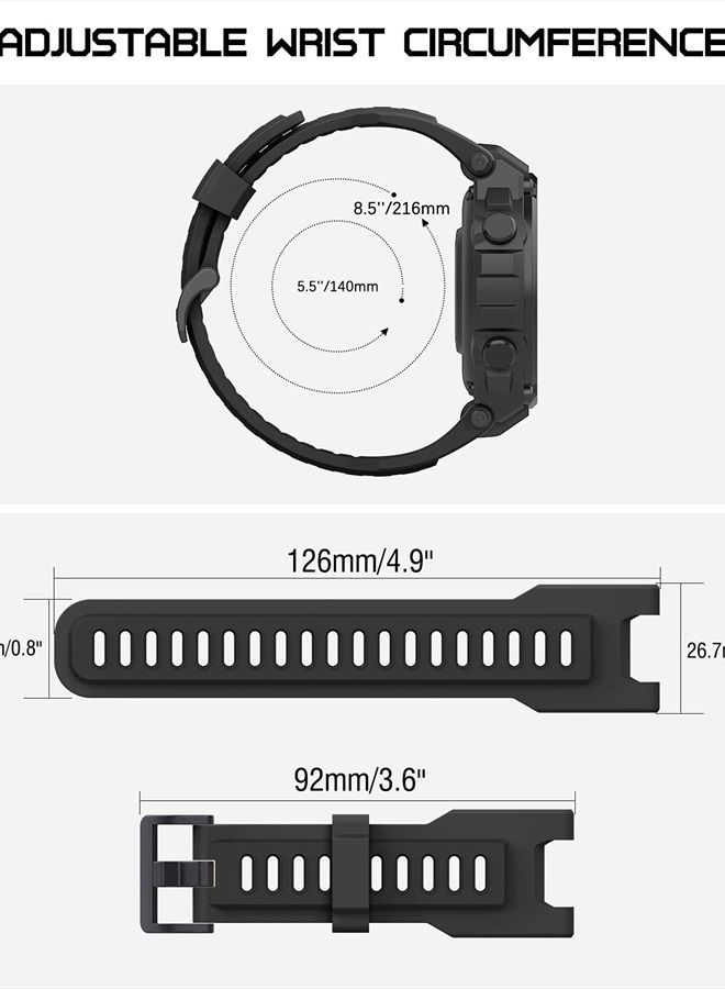 Sport Strap Compatible with Huami Amazfit T-Rex/T-Rex Pro, Soft Silicone Watch Band Adjustable Wristband Replacement Watchband with Tools, Dark Gray