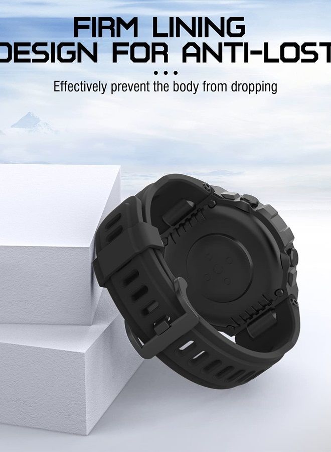 Sport Strap Compatible with Huami Amazfit T-Rex/T-Rex Pro, Soft Silicone Watch Band Adjustable Wristband Replacement Watchband with Tools, Dark Gray