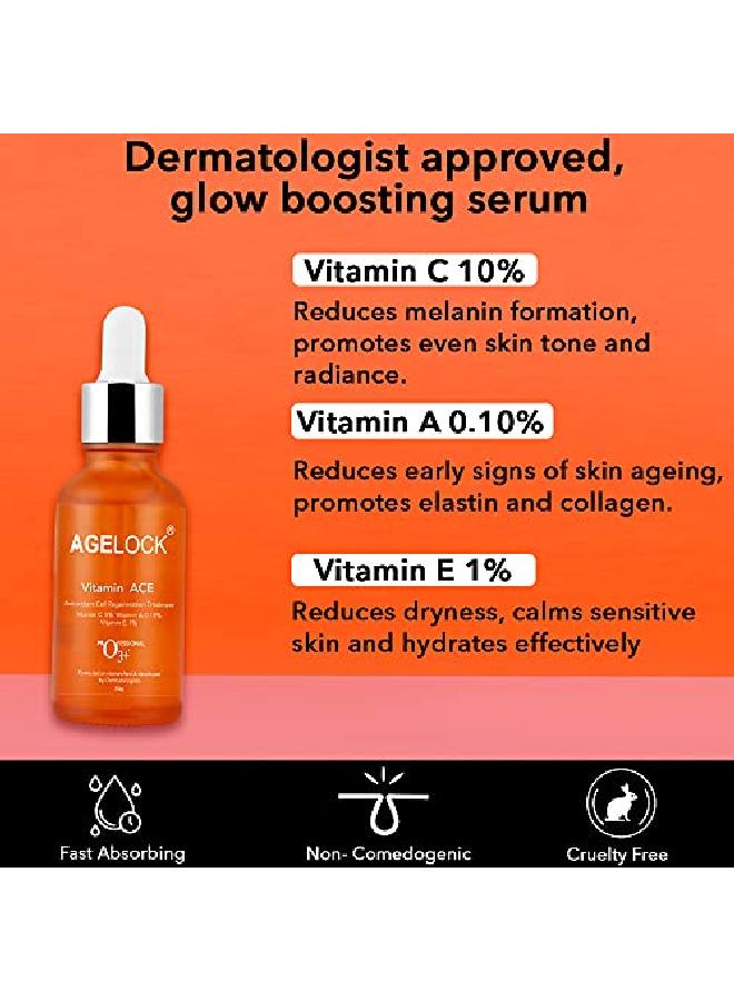 Agelock Brightening Booster Vitamin ACE Antioxidant Face Toner for Detanning Fine Lines Wrinkle Removal & Bright Skin 30g