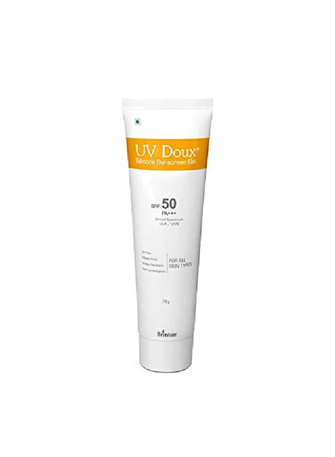 Healthcare Uvdoux Face Body Sunscreen Gel With Spf 50 Pa+++ In Matte Finish And Oil Free Formula| Water Resistant Sunscreen| Protection Against Uva/Uvb Rays (75 Gm)