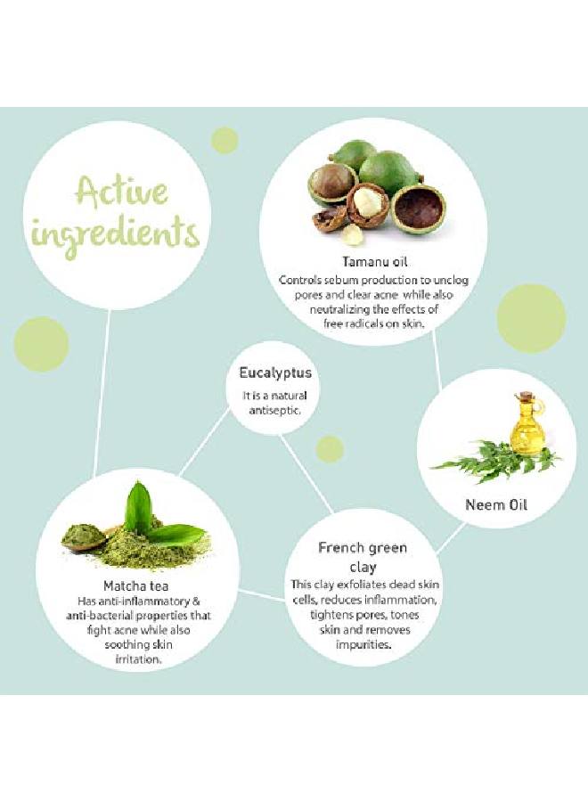 Pollution + Acne Defense Green Clay Mask ; Face Mask For Glowing Skin ; Clay Mask For Oily, Acne Prone Skin ; 85Gm