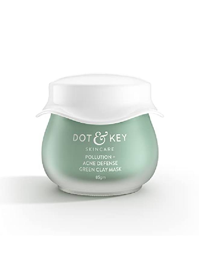 Pollution + Acne Defense Green Clay Mask ; Face Mask For Glowing Skin ; Clay Mask For Oily, Acne Prone Skin ; 85Gm