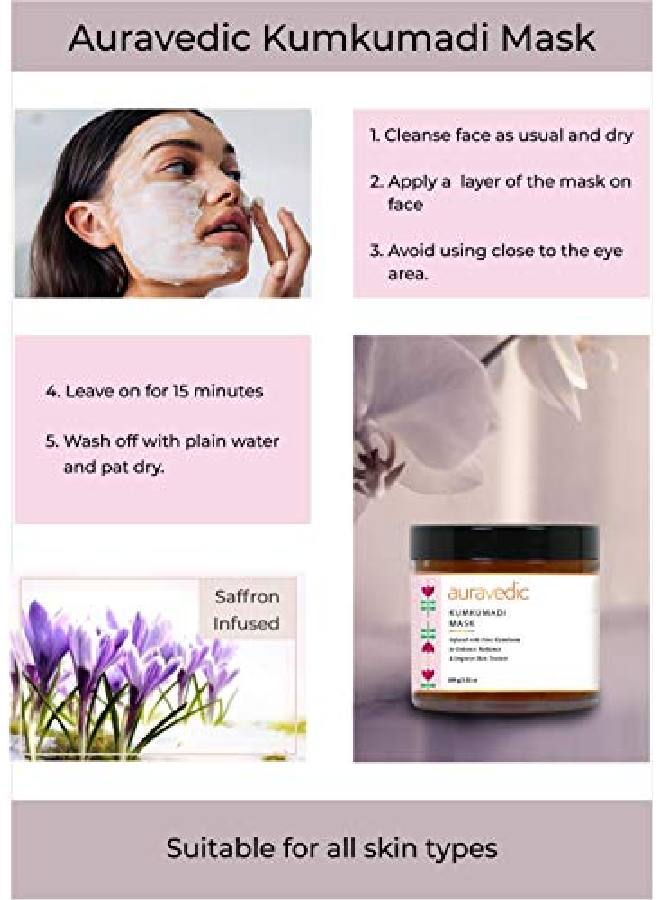 Kumkumadi Mask. Detan Face Pack With Kumkumadi Tailam For Glowing Skin. Skin Whitening/Brightening Face Pack For Women/Men 100 Gm