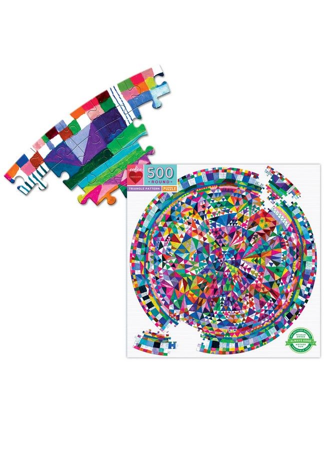 Piece And Love Triangle Pattern 500 Piece Round Circle Jigsaw Puzzle Jigsaw Puzzle For Adults And Families Includes Glossy And Sturdy Pieces