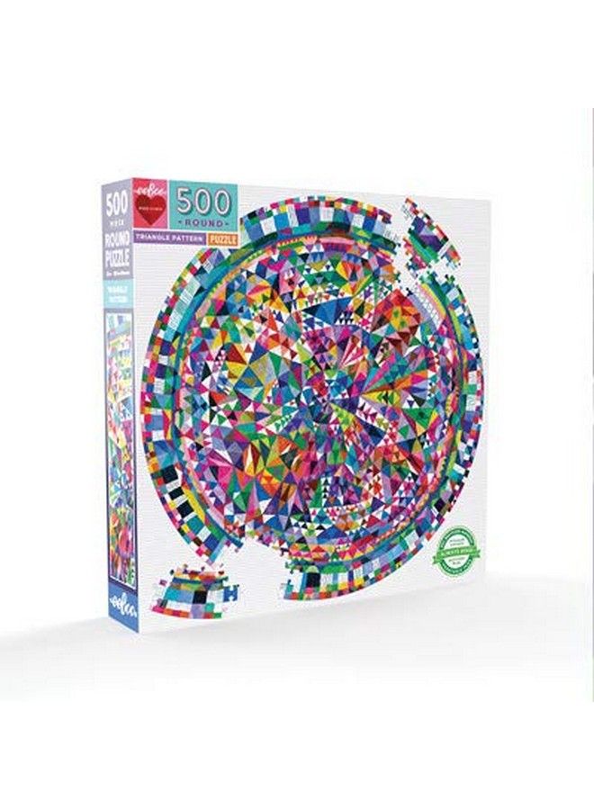 Piece And Love Triangle Pattern 500 Piece Round Circle Jigsaw Puzzle Jigsaw Puzzle For Adults And Families Includes Glossy And Sturdy Pieces