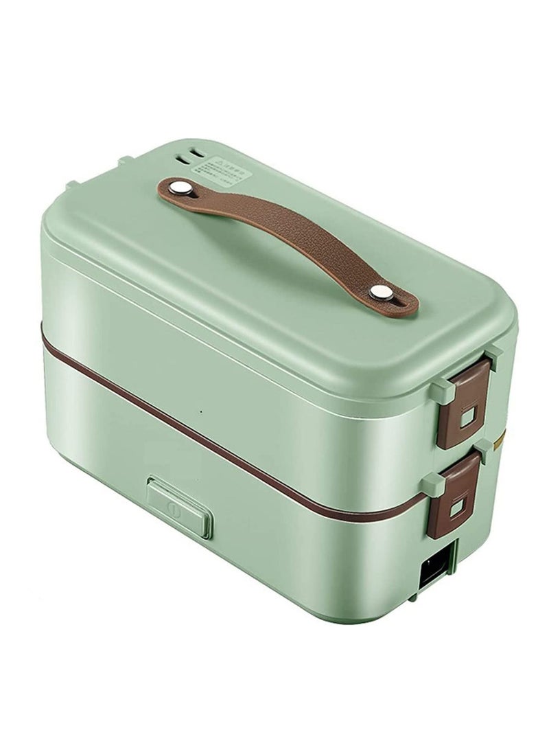 Electric Heating Lunch Box, Self Cooking Mini Rice Cooker, 2 Tier Steamer Lunch Box for Home Office School Travel Cooking Raw Food