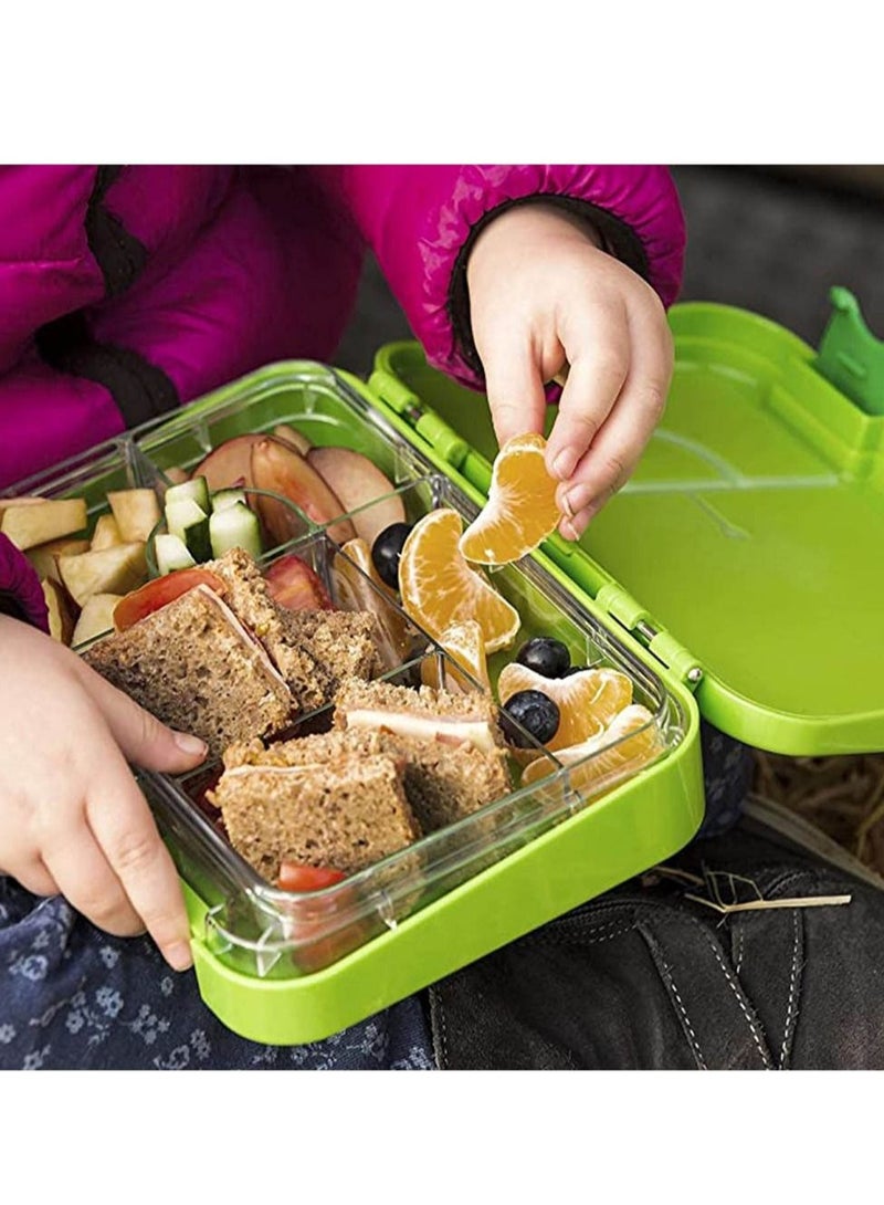 Children's Bento Box-Bento Lunch Box with 6 Compartments - Leak-Proof Lunch Box for Boys, Girls, BPA-Free, Microwave Dishwasher Safe, Lunch Box for School (Green)