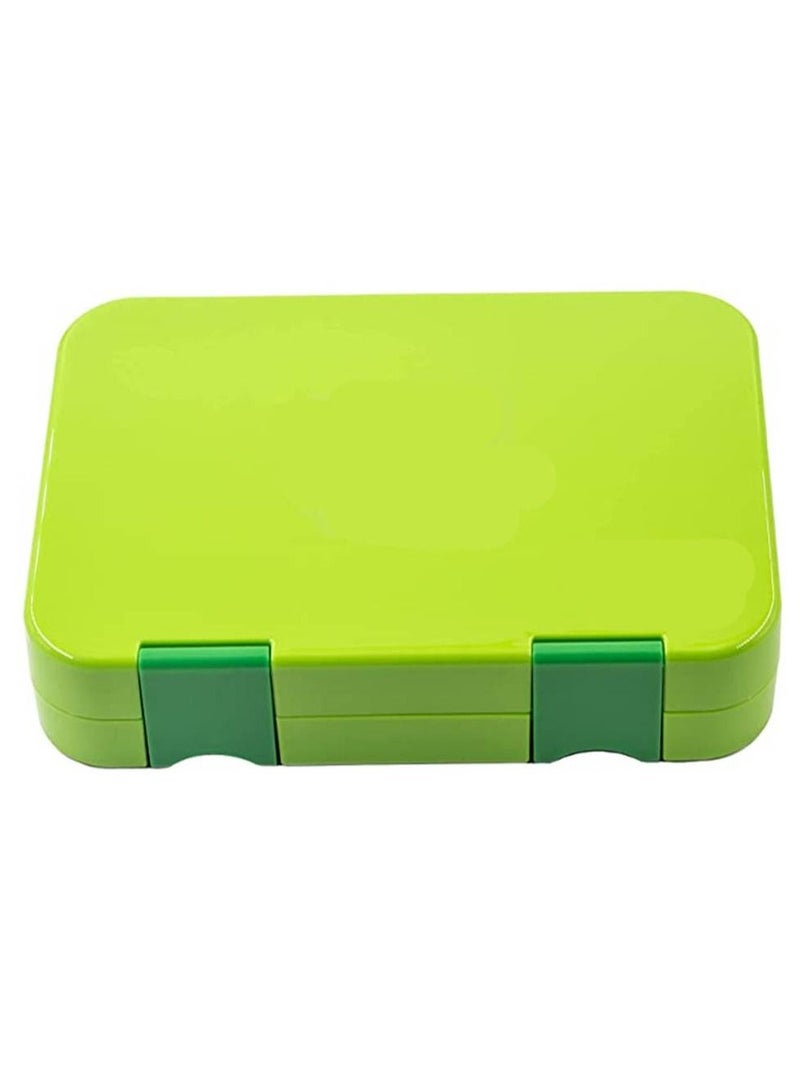 Children's Bento Box-Bento Lunch Box with 6 Compartments - Leak-Proof Lunch Box for Boys, Girls, BPA-Free, Microwave Dishwasher Safe, Lunch Box for School (Green)