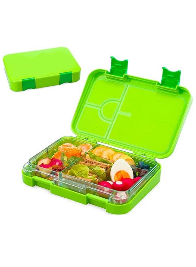 Children's Bento Box-Bento Lunch Box with 6 Compartments - Leak-Proof Lunch Box for Boys, Girls, BPA-Free, Microwave Dishwasher Safe, Lunch Box for School (Green)