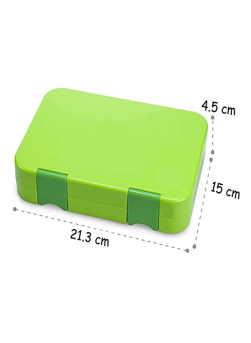 Children's Bento Box-Bento Lunch Box with 6 Compartments - Leak-Proof Lunch Box for Boys, Girls, BPA-Free, Microwave Dishwasher Safe, Lunch Box for School (Green)