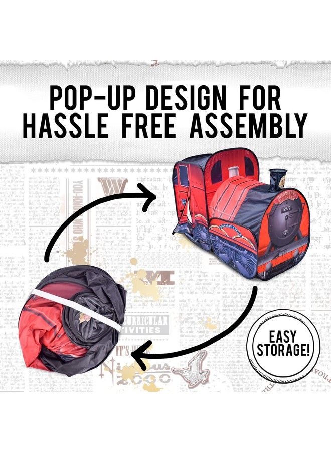 Harry Potter Hogwarts Express Pop Up Tent Easy To Setup Playhouse For Kids ; Red Train Toy With Two Entrances Sunny Days Entertainment