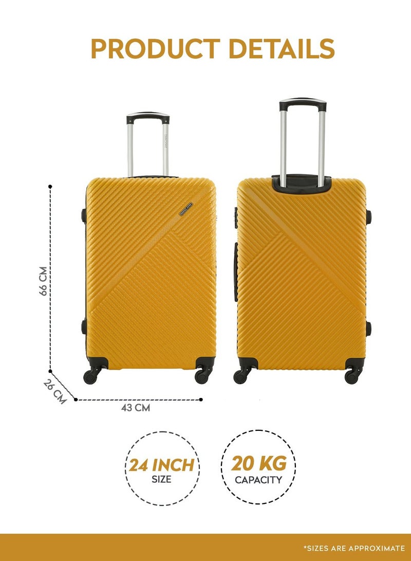 Vizro ABS Hardside Spinner Check In Medium Luggage Trolley 24 Inch Yellow