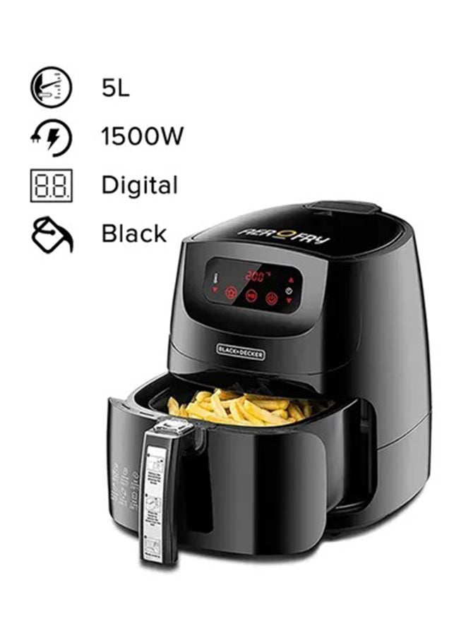 XL Digital Air Fryer With Rapid Hot Air Convection Technology For Frying, Grilling, Broiling, Roasting, and Baking 1.2KG/ 5.0 L 1500.0 W AF600-B5 Black