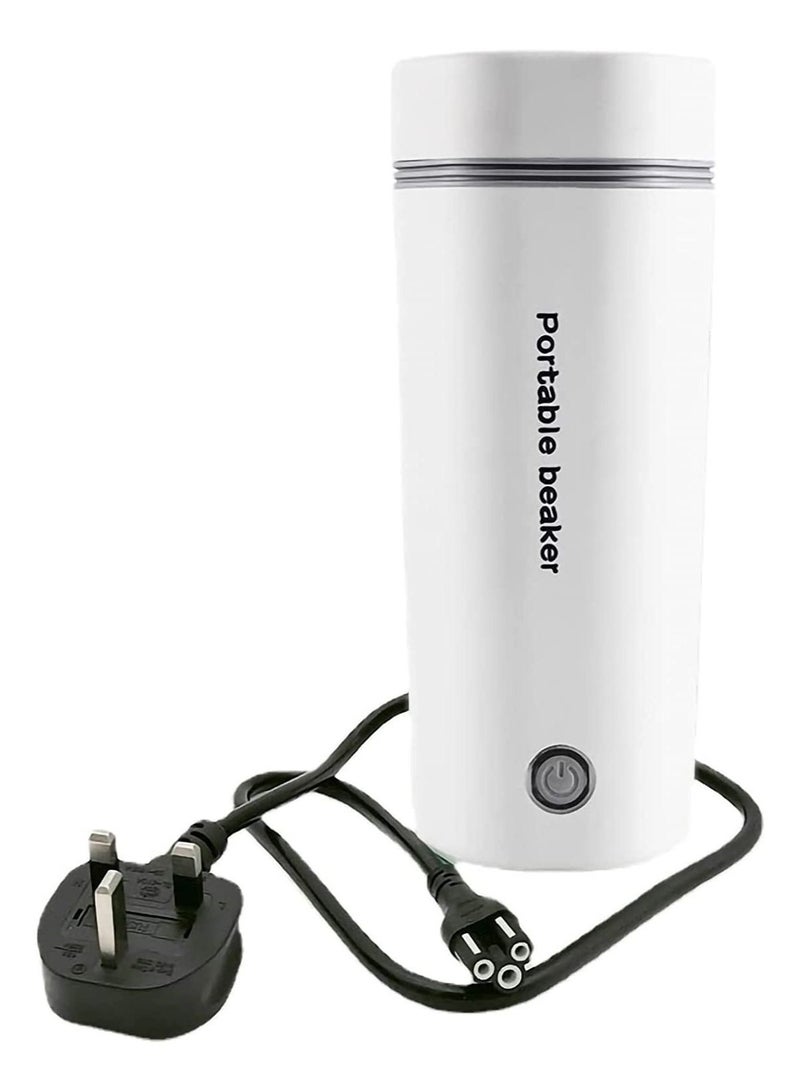 Portable Electric Kettle Stainless Steel Liner Travel Electric Cup Household Mini Heating Teapot Quick Cooking Single Cup Water Heater 350ml Thermos Bottle (White)