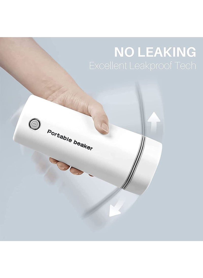 Portable Electric Kettle Stainless Steel Liner Travel Electric Cup Household Mini Heating Teapot Quick Cooking Single Cup Water Heater 350ml Thermos Bottle (White)