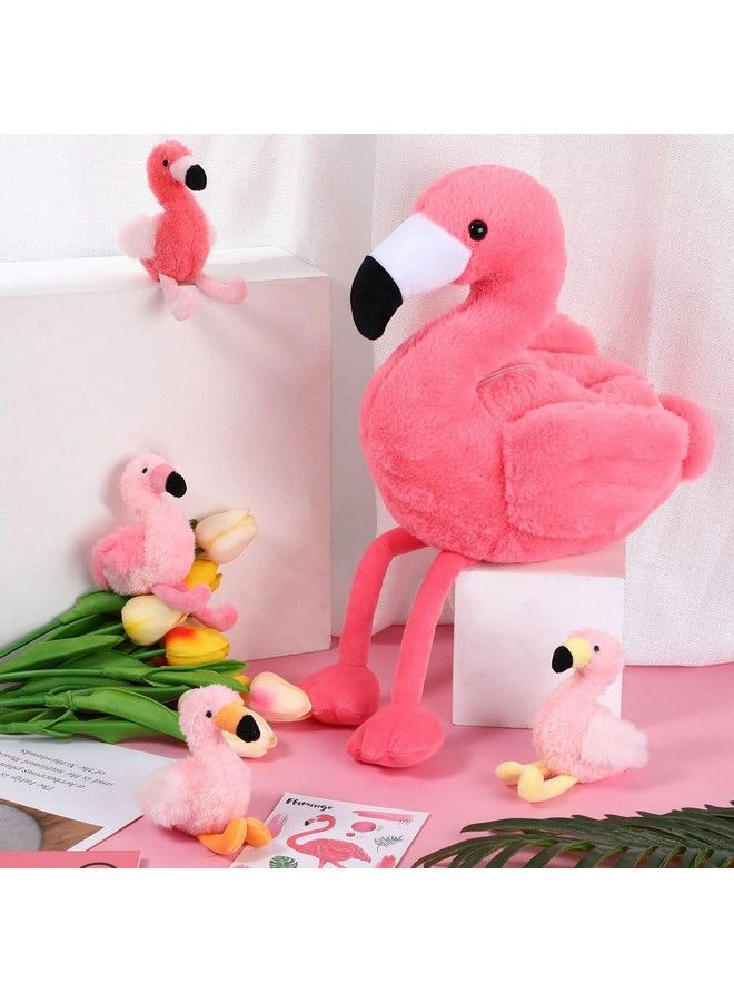 18 Inches Stuffed Animal Tummy Carrier With 4 Little Plush Flamingo Inside Its Zippered Tummy Pink Flamingo Cuddly Soft Toy Animals For Birthday Gifts Zoo Party Décor