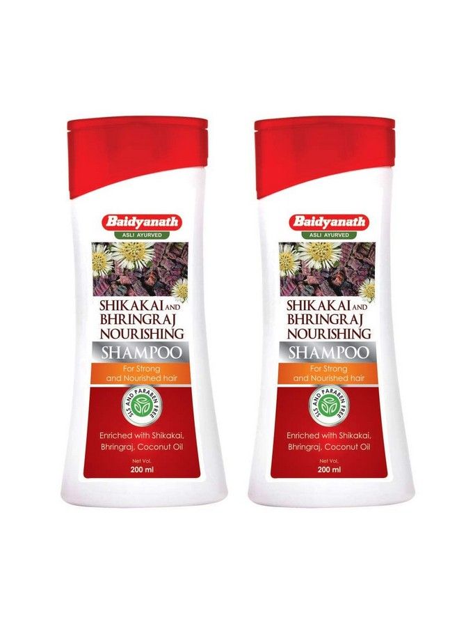 Shikakai And Bhringraj Nourishing Shampoo I Hair Strong Shampoo I Coconut Oil I 200 Ml; Pack Of 2 Sulfate & Paraben Free