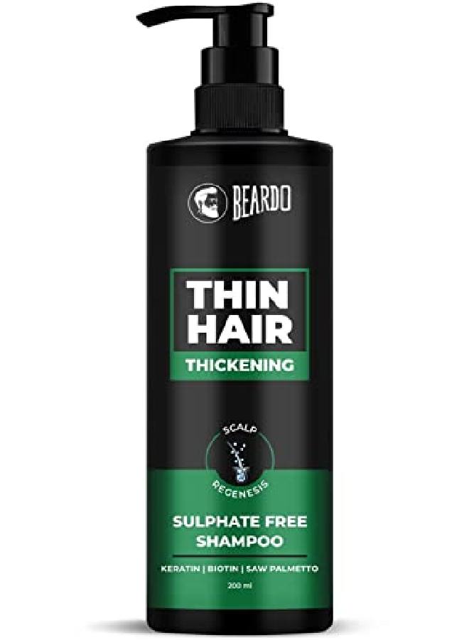 Hair Thickening Sulphate Free Shampoo For Men 200 Ml | With Biotin Keratin Saw Palmetto | Sulphate And Paraben Free Shampoo | For Strong Thick Hair