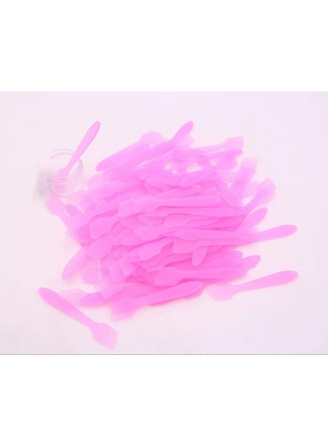 100Pcs Disposable Plastic Mini Cosmetic Spatula Scoop Cosmetic Skin Care Facial Cream Spatulas For Mixing And Sampling (Pink)