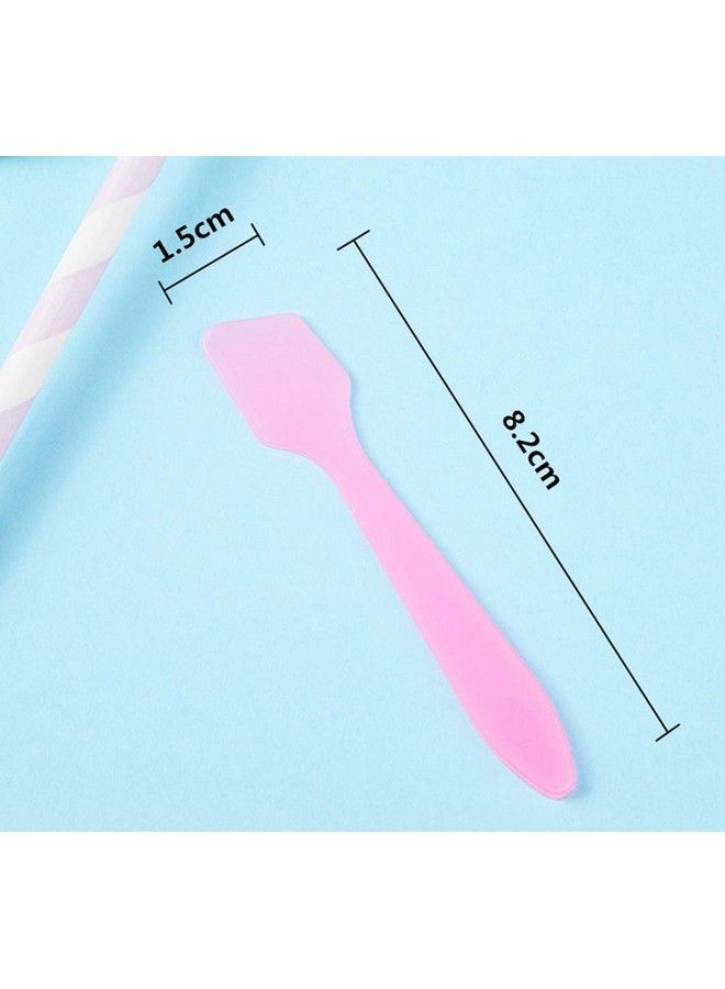 100Pcs Disposable Plastic Mini Cosmetic Spatula Scoop Cosmetic Skin Care Facial Cream Spatulas For Mixing And Sampling (Pink)