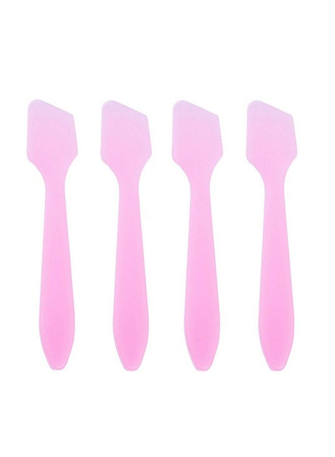 100Pcs Disposable Plastic Mini Cosmetic Spatula Scoop Cosmetic Skin Care Facial Cream Spatulas For Mixing And Sampling (Pink)