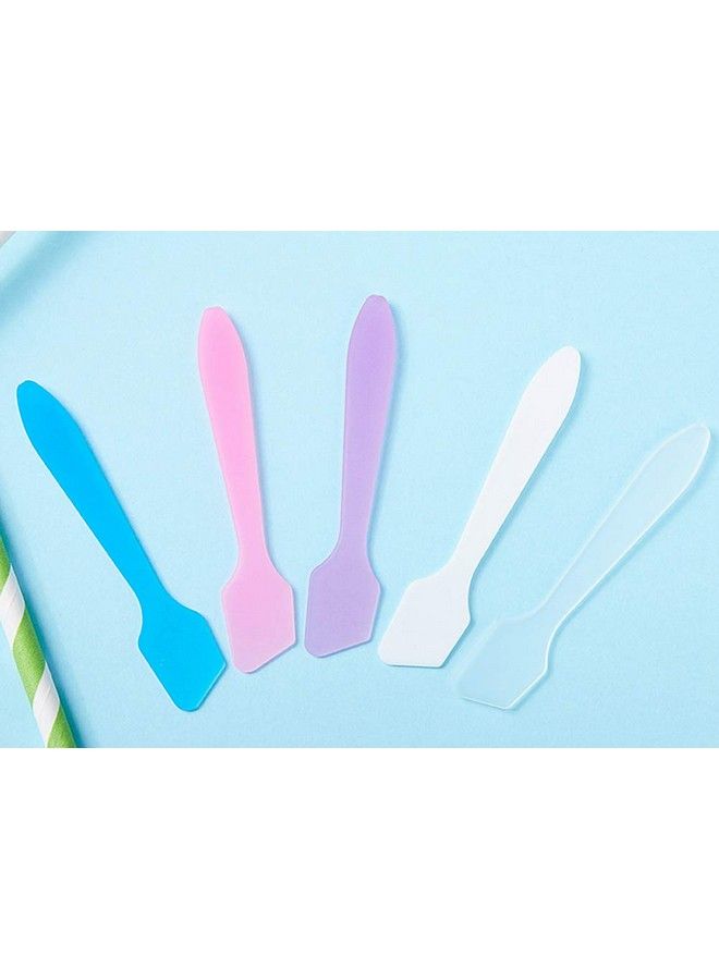 100Pcs Disposable Plastic Mini Cosmetic Spatula Scoop Cosmetic Skin Care Facial Cream Spatulas For Mixing And Sampling (Pink)