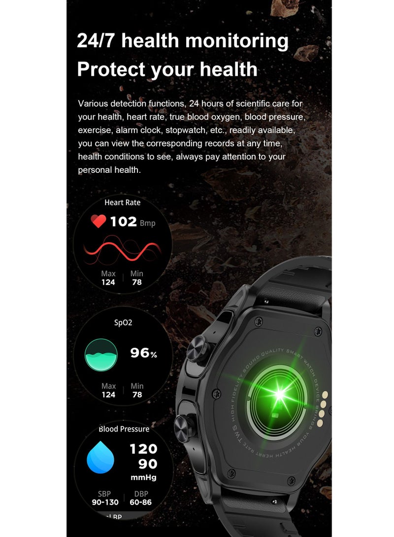 GT66 Smart Watch with TWS Earphones NFC Music Control 1.39 HD Screen Bluetooth Call Healthy Monitoring 100+ Sports Modes