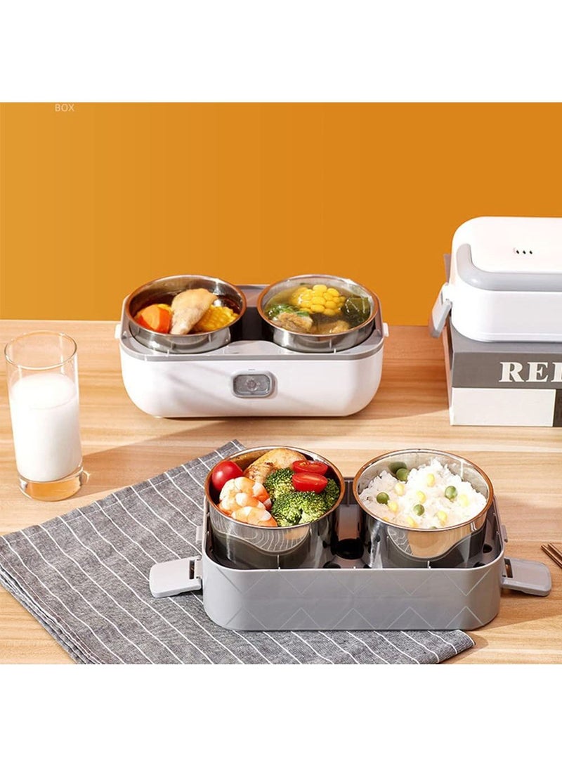 Portable Food Warmer Household 2-Layer Steamer Lunch Box with Stainless Steel Bowl, 2000ml Lunch Box