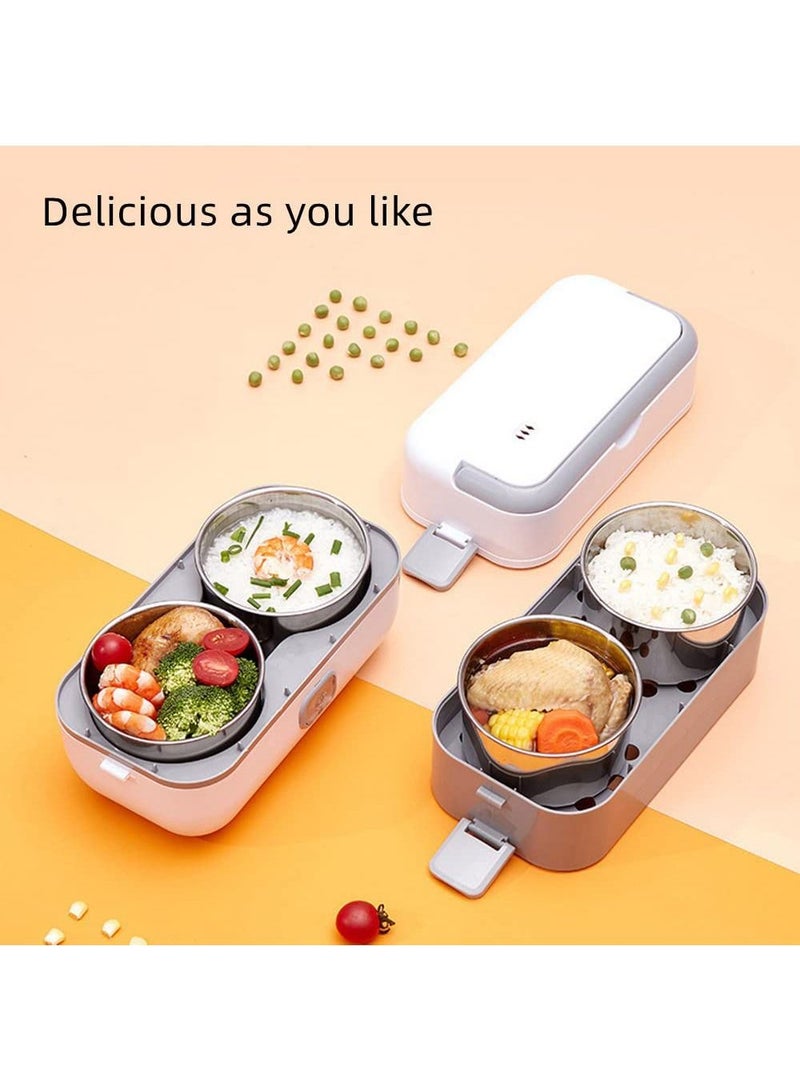 Portable Food Warmer Household 2-Layer Steamer Lunch Box with Stainless Steel Bowl, 2000ml Lunch Box