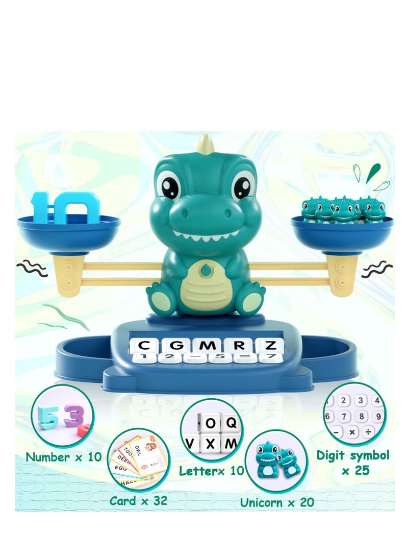 SYOSI Dinosaur Math Balance Toys, Dinosaur Kindergarten Preschool Learning Activities Math Counting Matching Letter Toys - Toddler Educational Toys for 3 4 5 6 7 Year Olds Boys Birthday Gift Game