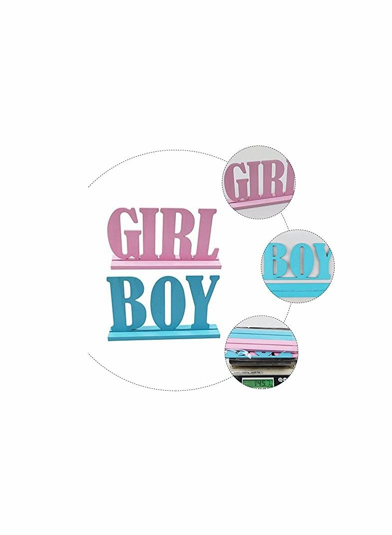 Boy Girl Wooden Table Decorations, Gender Reveal Table Decorations Boy Girl Letter Table Signs with Bases Decorative Centerpieces Signs Wooden Tabletop Decor for Tier Tray School Supplies (1set)