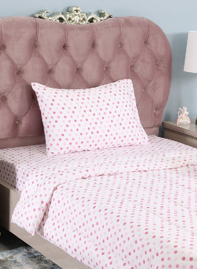 Polkadot Kids Comforter, White & Pink – 150x200 cm, 225 TC
