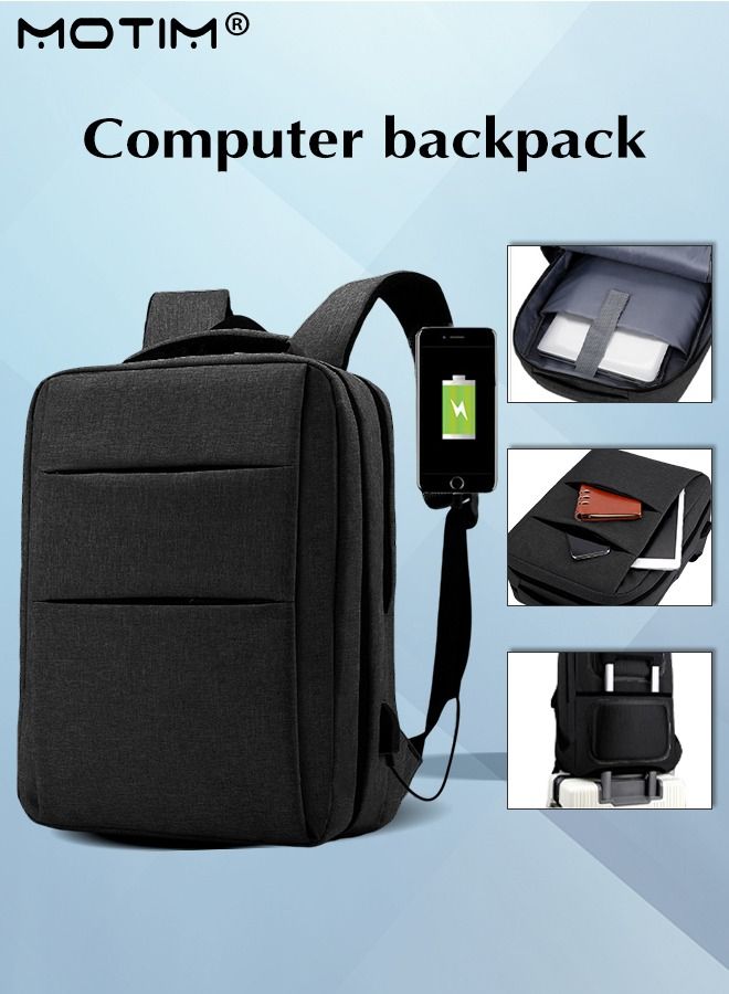 Travel Laptop Backpack Business Slim Durable Laptop Backpack with USB Charging Port Water Resistant Computer Bag with Independent Computer Compartment for Men Women Fits 15.6 Inch Laptop