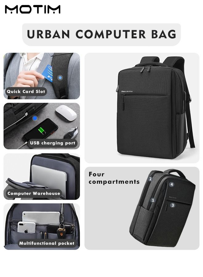Travel Laptop Backpack Business Anti Theft Slim Durable Laptop Backpack with USB Charging Port Water Resistant Computer Bag with Independent Computer Compartment for Men Women Fits 15.6 Inch Laptop