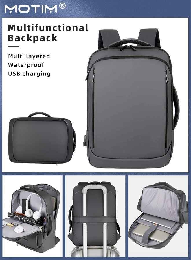 Travel Laptop Backpack, Anti-Theft Durable Laptop Backpack with USB Charging Port, Waterproof Computer Bag Fits 15.6 Inch Laptop Notebook with Independent Computer Compartment, Large Capacity