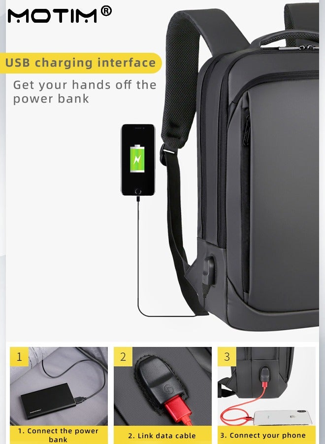 Travel Laptop Backpack, Anti-Theft Durable Laptop Backpack with USB Charging Port, Waterproof Computer Bag Fits 15.6 Inch Laptop Notebook with Independent Computer Compartment, Large Capacity