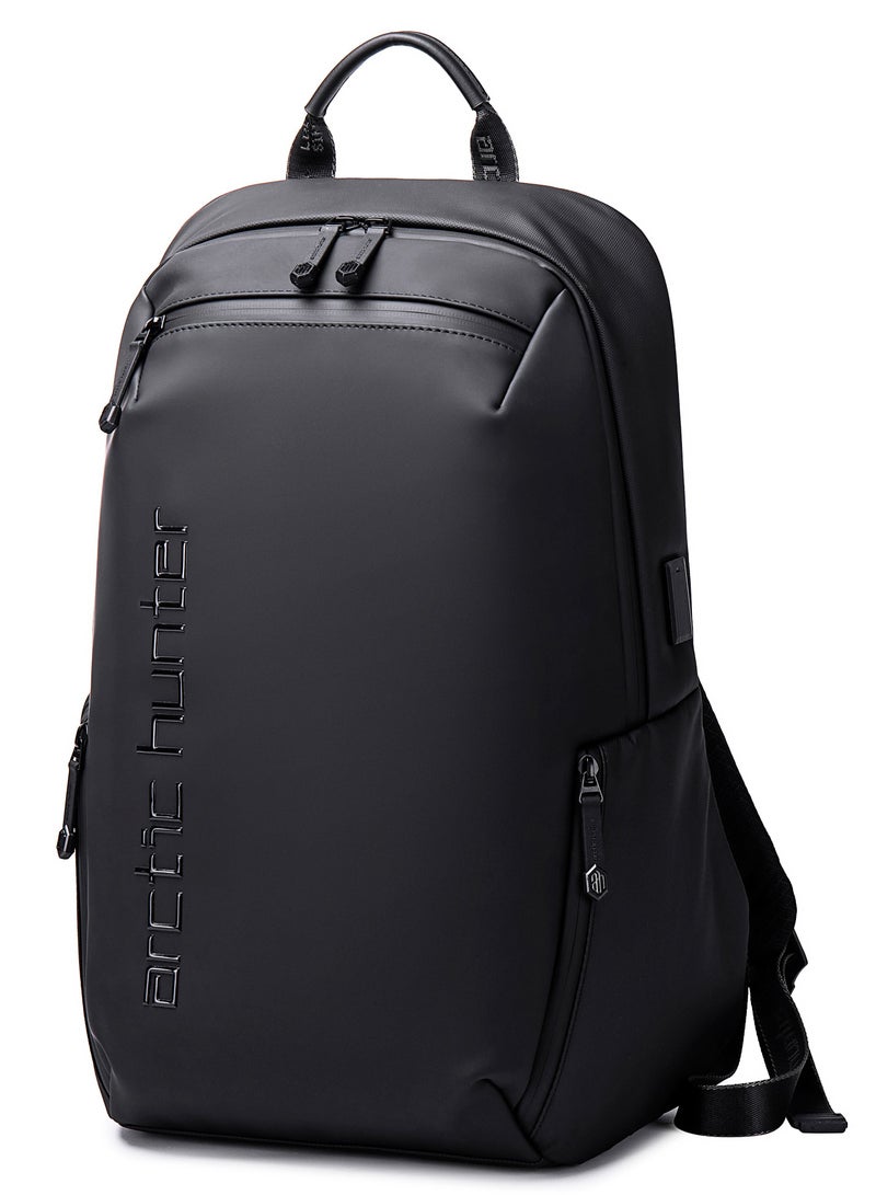 Laptop Backpack Casual Waterproof Travel Bag with Luggage Strap for Men and Women B00423 Black