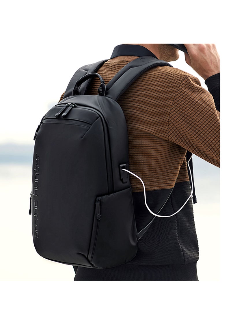 Laptop Backpack Casual Waterproof Travel Bag with Luggage Strap for Men and Women B00423 Black