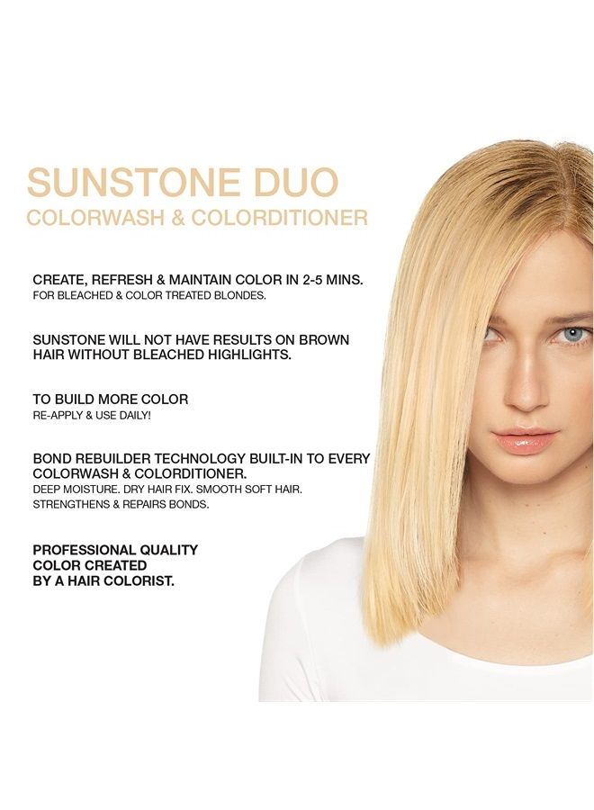 Gem Lites Duo Color Depositing Colorwash Shampoo and Conditioner Set plus Bondfix Bond Rebuilder, Semi Permanent Hair Color, Vegan Hair Dye, Sunstone Blonde